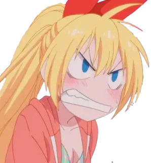 😍 Anime Mädchen, Wütend, Cartoon, Blond, Charakter whatsapp sticker