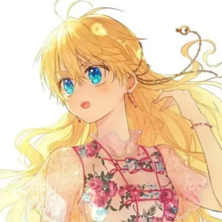👑 fille anime, cheveux blonds, mignon, illustration, dessin animé, personnage telegram sticker