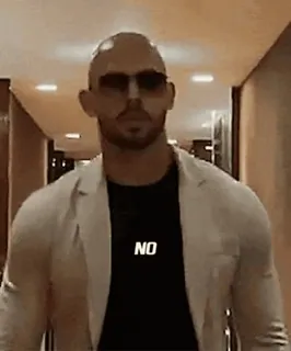 🌟 Andrew Tate NO andrew tate, bald, sunglasses, suit, walk whatsapp sticker