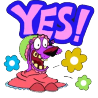 😊 YES! oui, chien, dessin animé, positif, affirmatif, joyeux telegram sticker