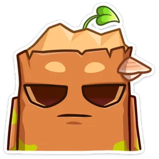 😐 desenho animado, planta, personagem, animado, adesivo, expressão, marrom, árvore telegram sticker