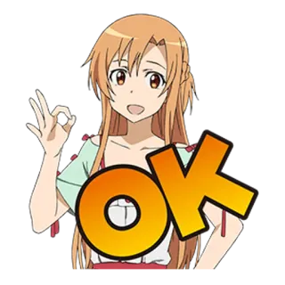 🆗 Asuna Sword Art Online OK anime, girl, ok, gesture, sword art online, asuna telegram sticker