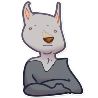 😐 animale, cane, cartone animato, peloso, grigio, personaggio telegram sticker