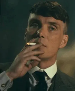 🌵 Tommy Shelby Peaky Blinders merokok, pria, setelan, peaky blinders, cillian murphy telegram sticker