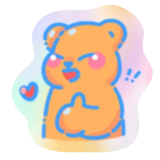 👍 熊, 卡通, 可爱, 赞, 心 telegram sticker
