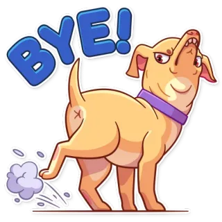 💨 BYE! Hund, Tschüss, Cartoon, Tier, Abschied, Winken, Gruss whatsapp sticker