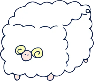 ⬜ แกะ, สัตว์, การ์ตูน, น่ารัก, ปุย telegram sticker