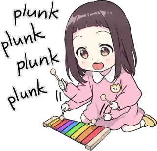 🎵 plunk
plunk
plunk
plunk xilofone, música, criança, fofo, kawaii, instrumento musical, desenho animado telegram sticker