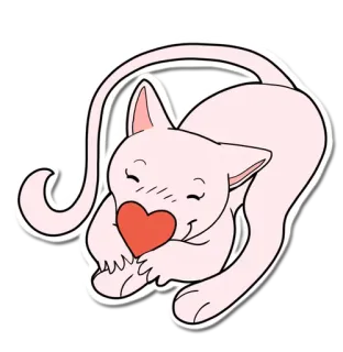 ❤ gato, coração, fofo, animal, adesivo, desenho animado, amor telegram sticker
