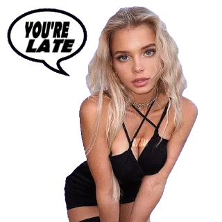 ⌚️ YOU'RE LATE donna, bionda, adesivo, tardi, espressione, chat, messaggio telegram sticker