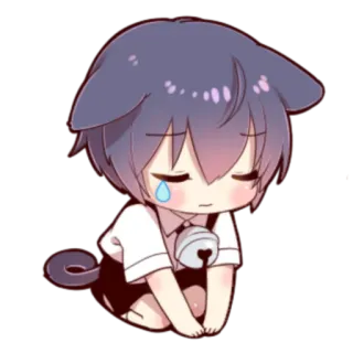 🍓 Anime, Chibi, Triste, Chorando, Kawaii, Fofo, Cachorro telegram sticker