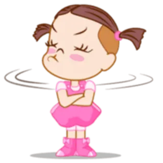 😏 dibujos animados, chica, enfadada, coletas, rosa, molesta whatsapp sticker