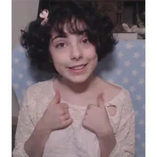 👍 pouce levé, fille, sourire, portrait, personne, mignon telegram sticker