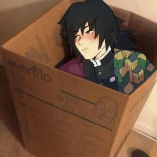 🌊 Giyu Tomioka Demon Slayer アニメ, 鬼滅の刃, 冨岡義勇, 箱, 面白い whatsapp sticker