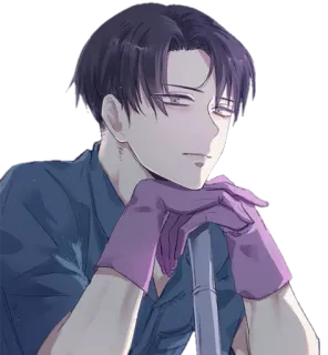 🙂 Levi Ackerman Attack on Titan anime, character, cleaning, gloves, manga telegram sticker