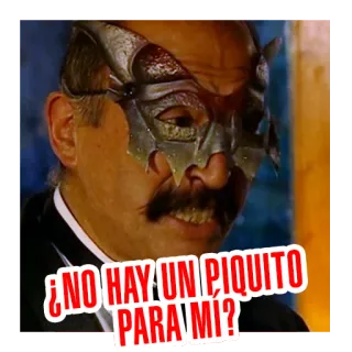 😚 ¿NO HAY UN PIQUITO PARA MÍ? Maske, Schnurrbart, Mann, Frage, Kuss whatsapp sticker