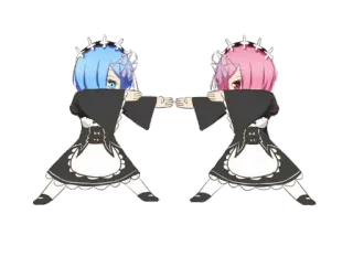 💃 Rem and Ram Re:Zero anime, twins, maid, cute, dab whatsapp sticker