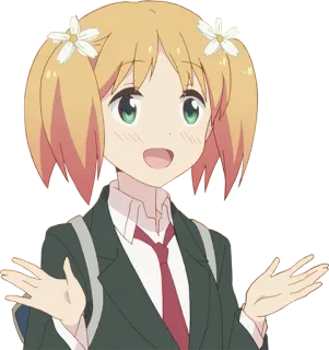🤗 Anime, Garota, Bonita, Uniforme escolar, Alegre, Flores telegram sticker