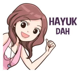 😄 HAYUK DAH Cartoon, Mädchen, Frau, Freundlich, Geste telegram sticker
