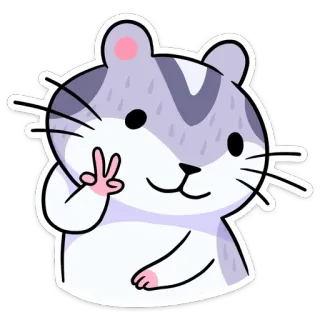 ✌️ 햄스터, 귀여운, 평화기호, 동물, 만화, 스티커 telegram sticker