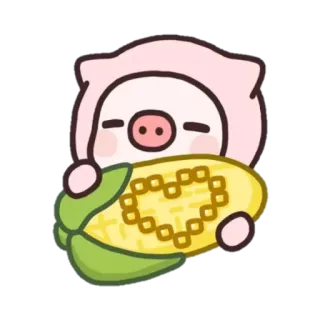 🐷 豚, トウモロコシ, 漫画, ステッカー, 可愛い, かわいい telegram sticker
