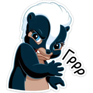 😡 Гррр skunk, cartoon, animal, angry, growl, cute telegram sticker