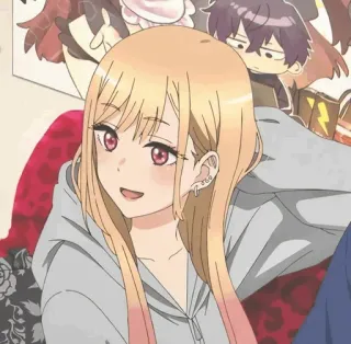📓 Marin Kitagawa My Dress-Up Darling Anime, Manga, Mädchen, Blond, Charakter, lächelnd, My Dress-Up Darling telegram sticker
