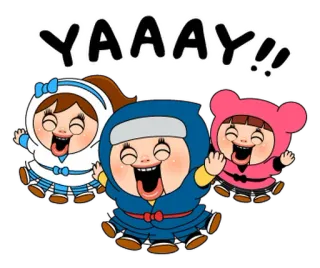 🥷 YAAAY!! jubeln, feierlich, fröhlich, cartoon, glücklich, niedlich telegram sticker
