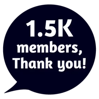 😵 1.5K members, Thank you! membros, obrigado, comunidade, celebração, marco telegram sticker