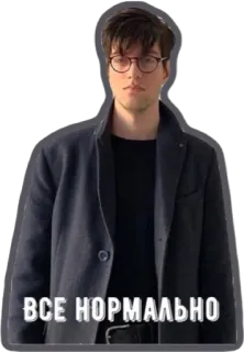 👌 ВСЕ НОРМАЛЬНО мужчина, очки, пальто, обычный, в порядке, ок whatsapp sticker