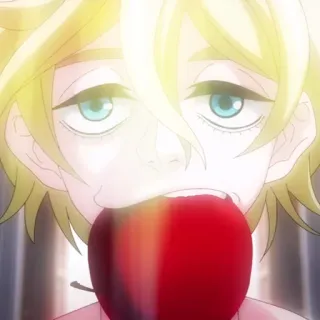 💈 Adam Record of Ragnarok anime, eating, apple, blonde, god telegram sticker