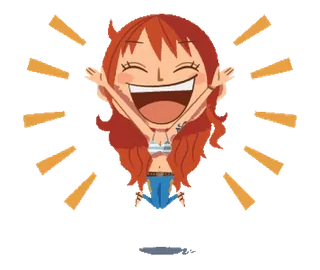 🥳 Nami One Piece Anime, Kreskówka, Nami, One Piece, Świętowanie, Szczęśliwy, Podekscytowany telegram sticker