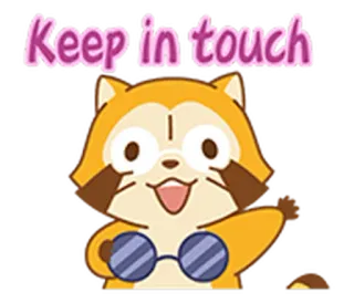 ☎ Keep in touch procione, restare in contatto, saluto, cartone animato, amichevole telegram sticker