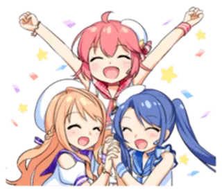 🙌 anime, girls, friends, celebration, happy, cute, kawaii telegram sticker