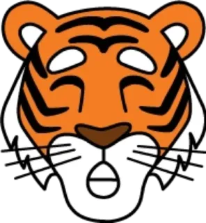 😘 tigre, animale, cartone animato, faccia, arancione, carino whatsapp sticker