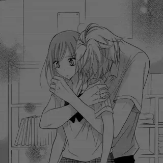 🖤 Аниме, Манга, Пара, Объятия, Романтика, Эмоциональный, Иллюстрация telegram sticker