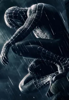😞 Spider-Man Superhéroe, Marvel, Spider-Man, Traje Negro, Lluvia, Triste, Emocional telegram sticker