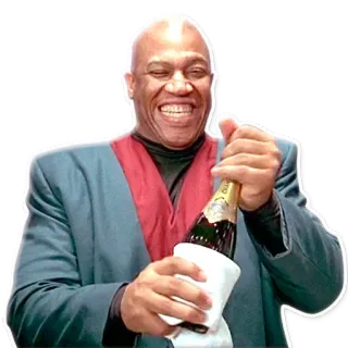 🍾 uomo, sorridente, champagne, celebrazione, felice, successo telegram sticker