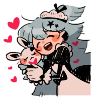 🤗 carino, abbraccio, cuori, cartone animato, ragazza, coniglio telegram sticker