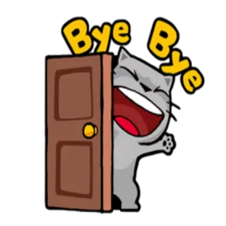 🤚 Bye Bye cat, bye, goodbye, waving, door, leaving telegram sticker