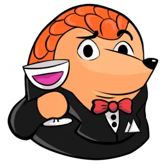 🍷 pangolín, animal, vino, brindis, pajarita, formal, lindo, dibujos animados whatsapp sticker