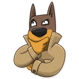 🤔 dog, detective, trench coat, cartoon, animal telegram sticker