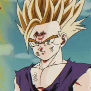 🔥 Gohan Dragon Ball Z 动漫, 悟饭, 龙珠Z, 格斗, 金发, 严肃, 伤疤 telegram sticker