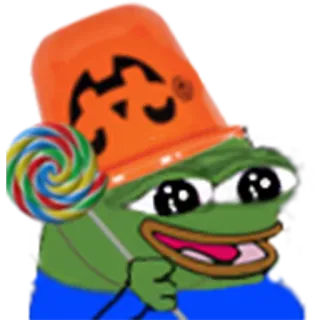 🎃 Pepe the Frog pepe, 青蛙, 万圣节, 棒棒糖, 水桶, 表情符号 telegram sticker