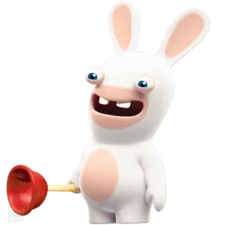 😃 Rabbid Rabbids rabbit, cartoon, plunger, funny, game telegram sticker