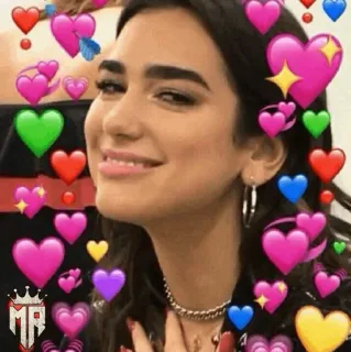 🍓 Dua Lipa hearts, love, emotions, pop singer, fan art, emoji, expression, singer telegram sticker