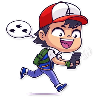 🏃 Ash Ketchum Pokemon покемон, аниме, видеоигра, персонаж, мультфильм, смартфон telegram sticker