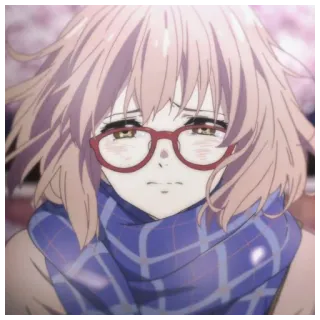 🧴 Mirai Kuriyama Beyond the Boundary Аниме, Грустный, Очки, Девушка, Милый telegram sticker