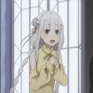 π» Emilia Re:Zero anime, Re:Zero, Emilia, waifu, cute, smiling, cartoon telegram sticker