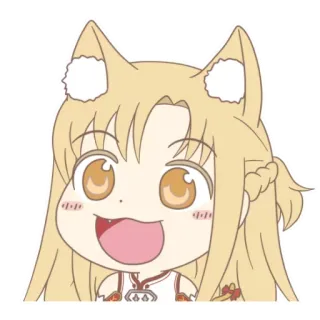 🐱 Asuna Yuuki Sword Art Online Anime, Kawaii, Manga, Lachend, Schattig, Chibi whatsapp sticker